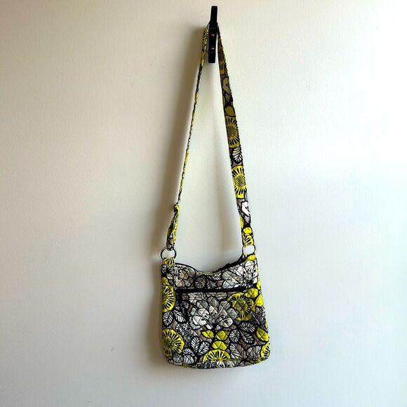 Vera Bradley Hipster Citron Floral Crossbody Purse with Wallet - Picture 1 of 12